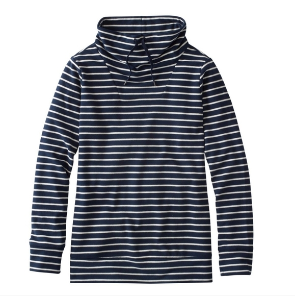 L.L. Bean Tops - NWT LLBean Women's Ultrasoft Sweats Funnelneck Pullover, Navy Stripe